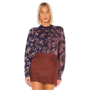 Rag & Bone Alamo Floral Crewneck Sweater Wool Alpaca